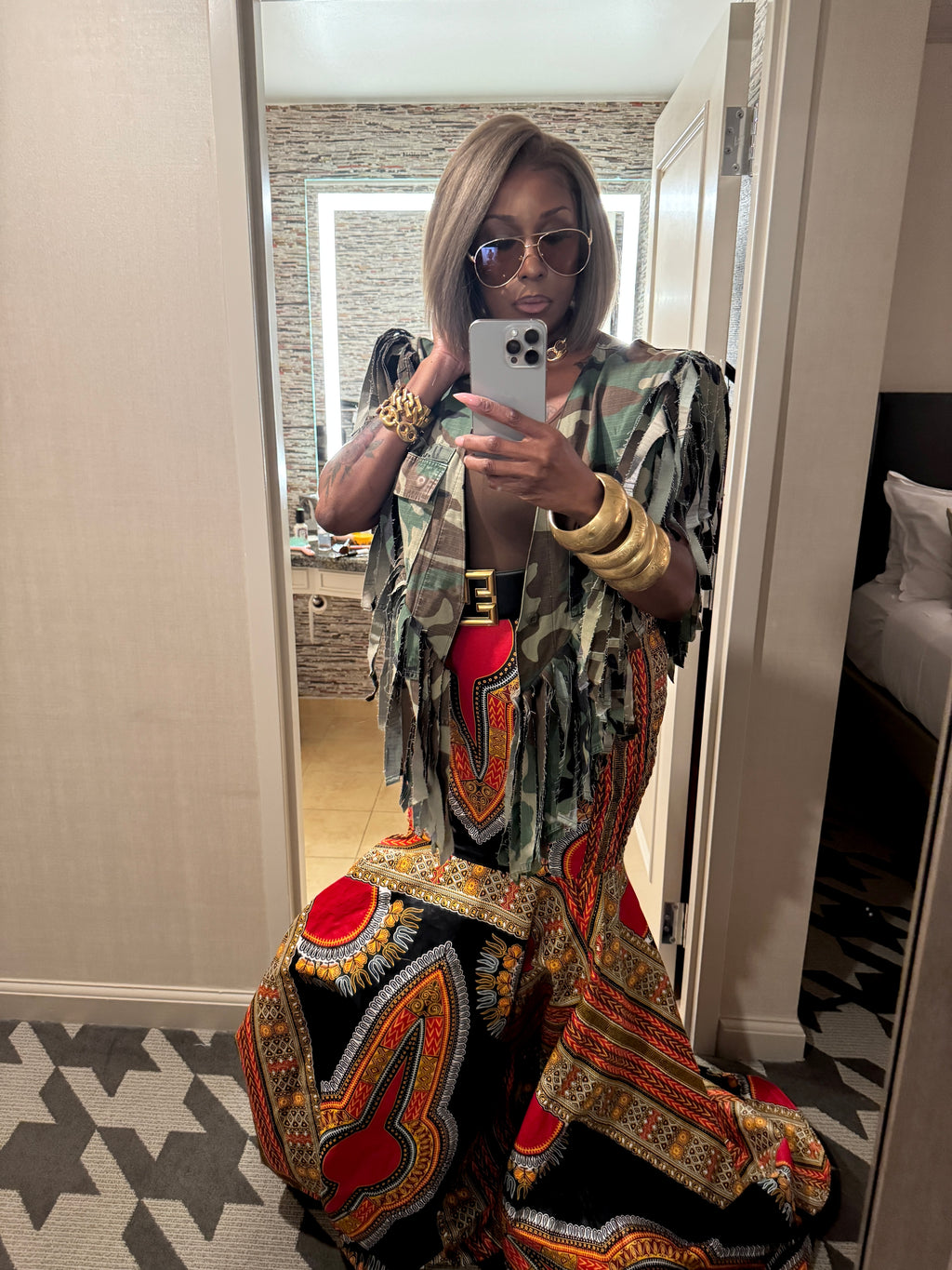 Cowgirl Couture Camo Fringe Poncho