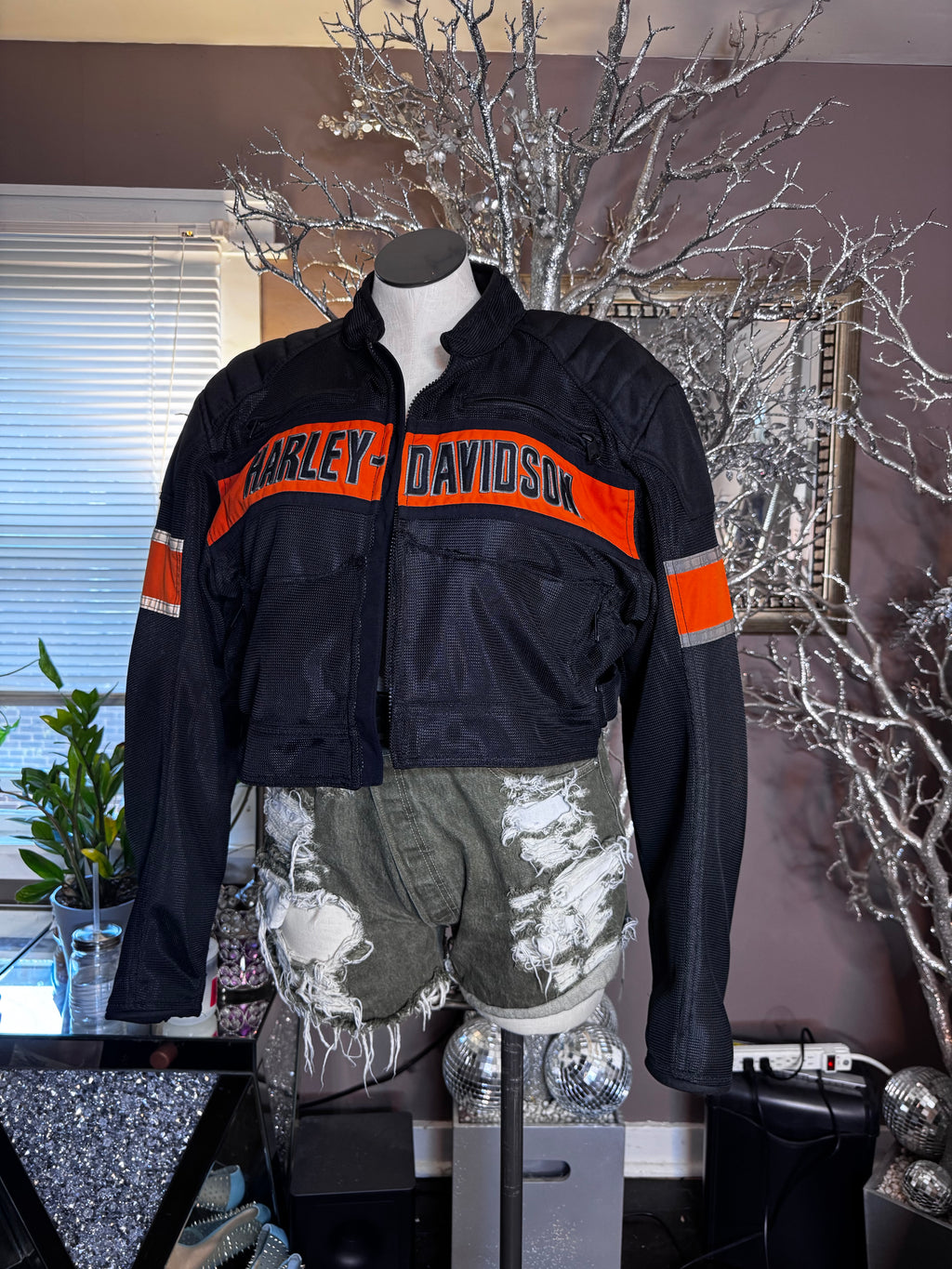 Custom Cropped Mesh Moto Jacket