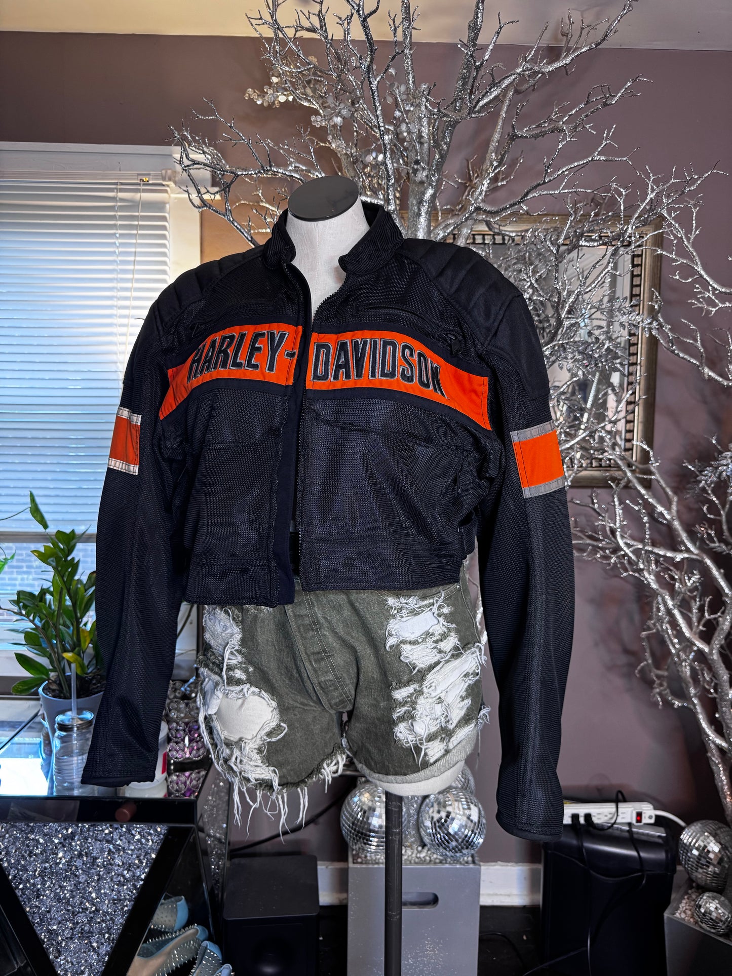 Custom Cropped Mesh Moto Jacket