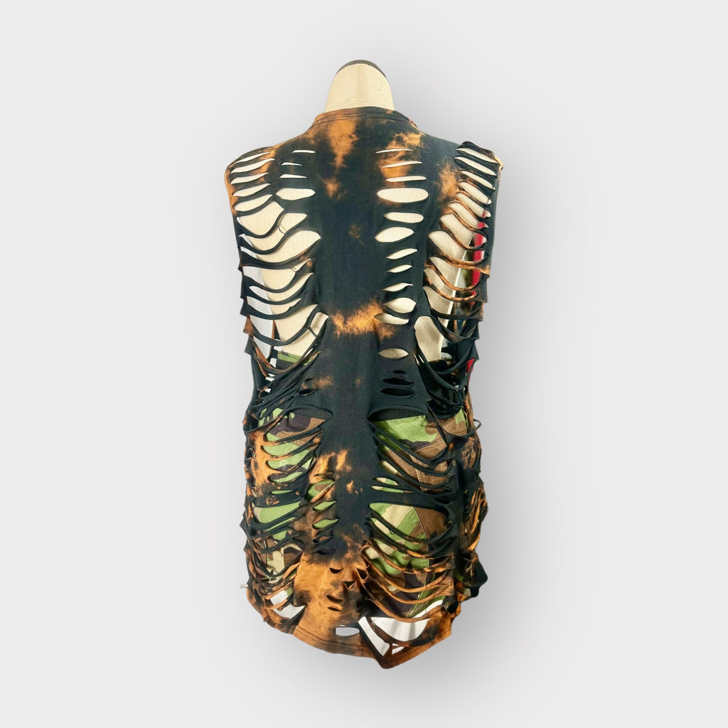 Distressed Split Style Coverup/Tee