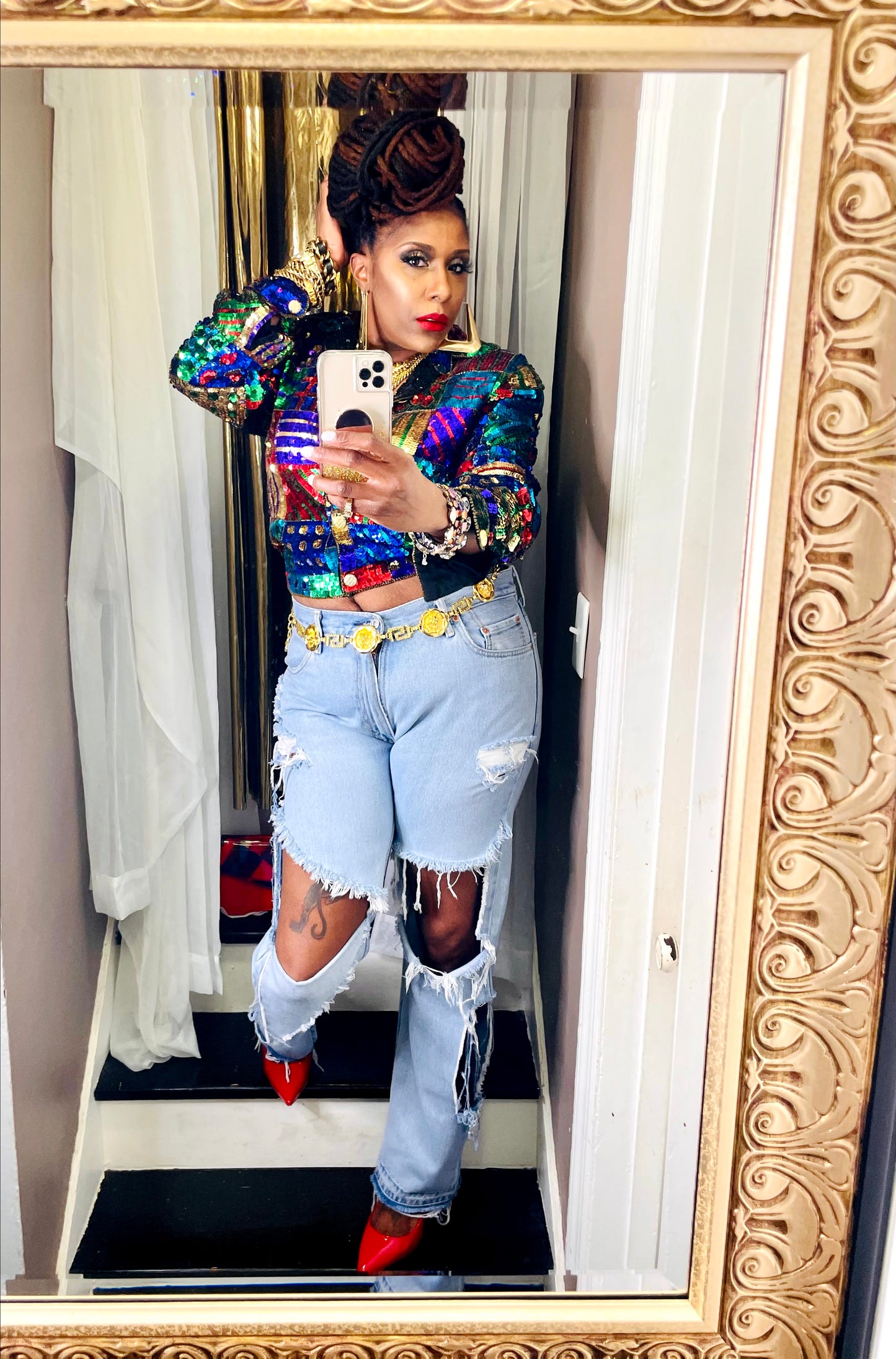 Distressed Vintage Denim Jeans