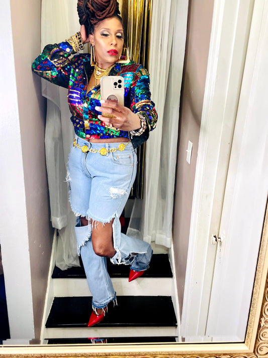 Distressed Vintage Denim Jeans