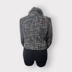 Multi Color Cropped Tweed Balloon Sleeve Blazer