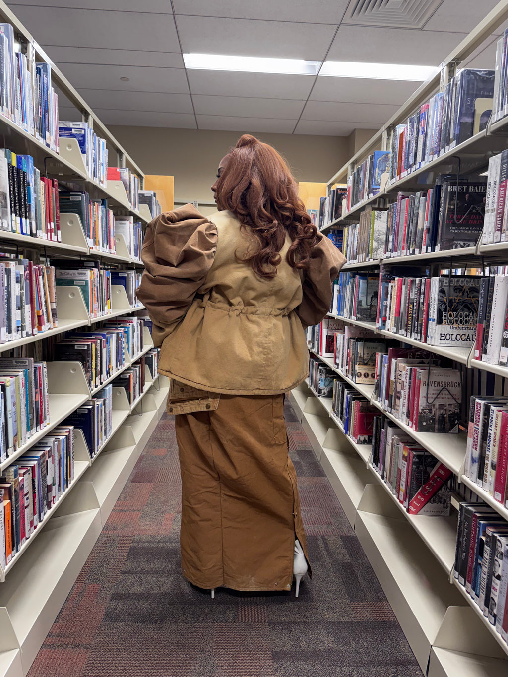 Work Wear to Runway Puffy Sleeve Coat w Custom Cinched Waist