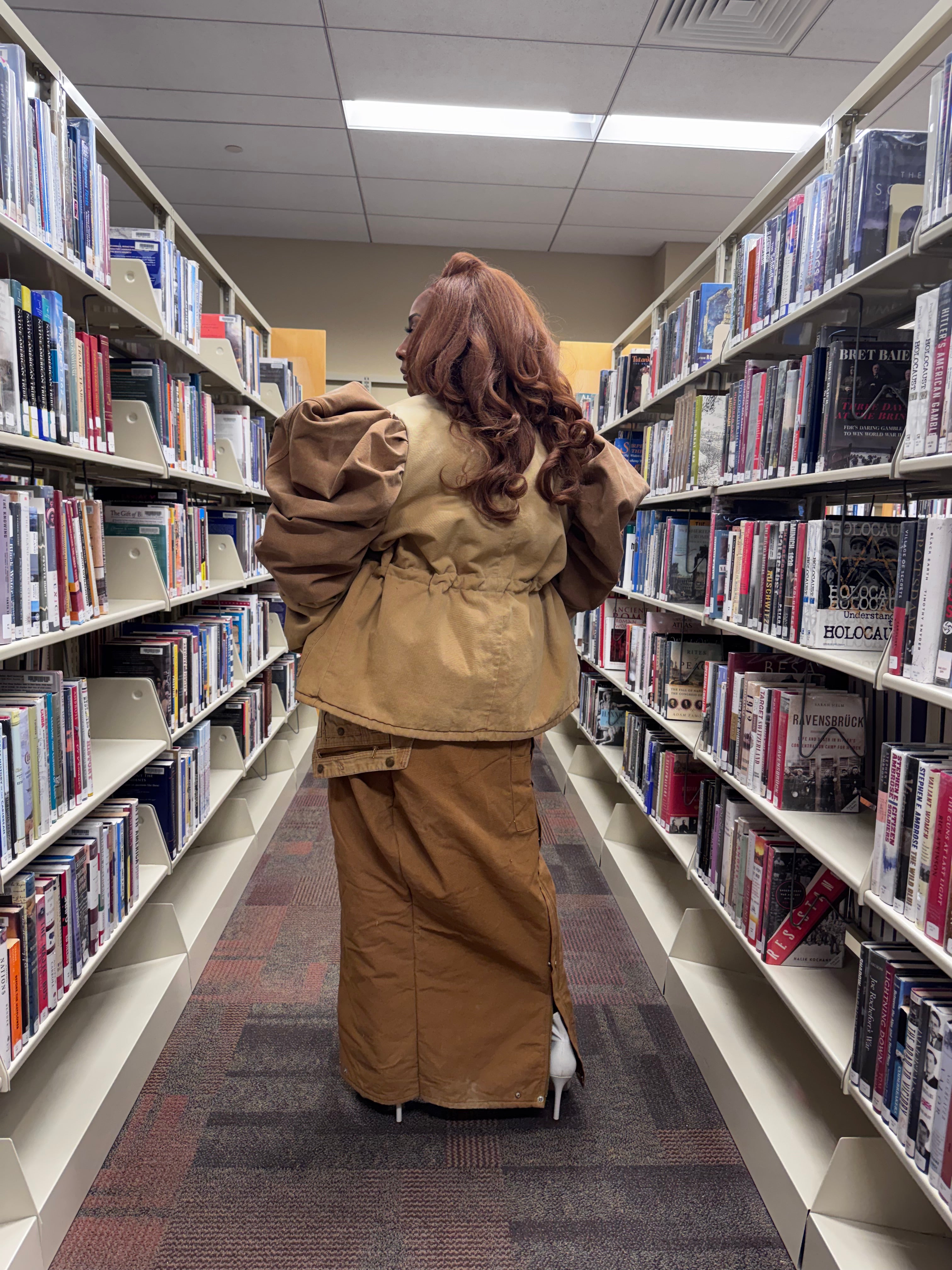 Work Wear to Runway Puffy Sleeve Coat w Custom Cinched Waist