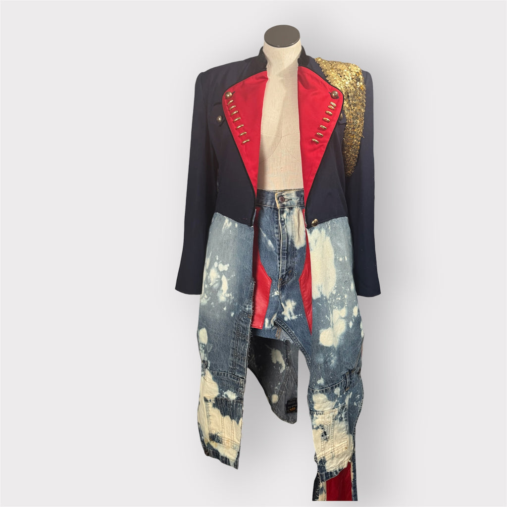MJ Badd Military Couture n Distressed Denim Duster