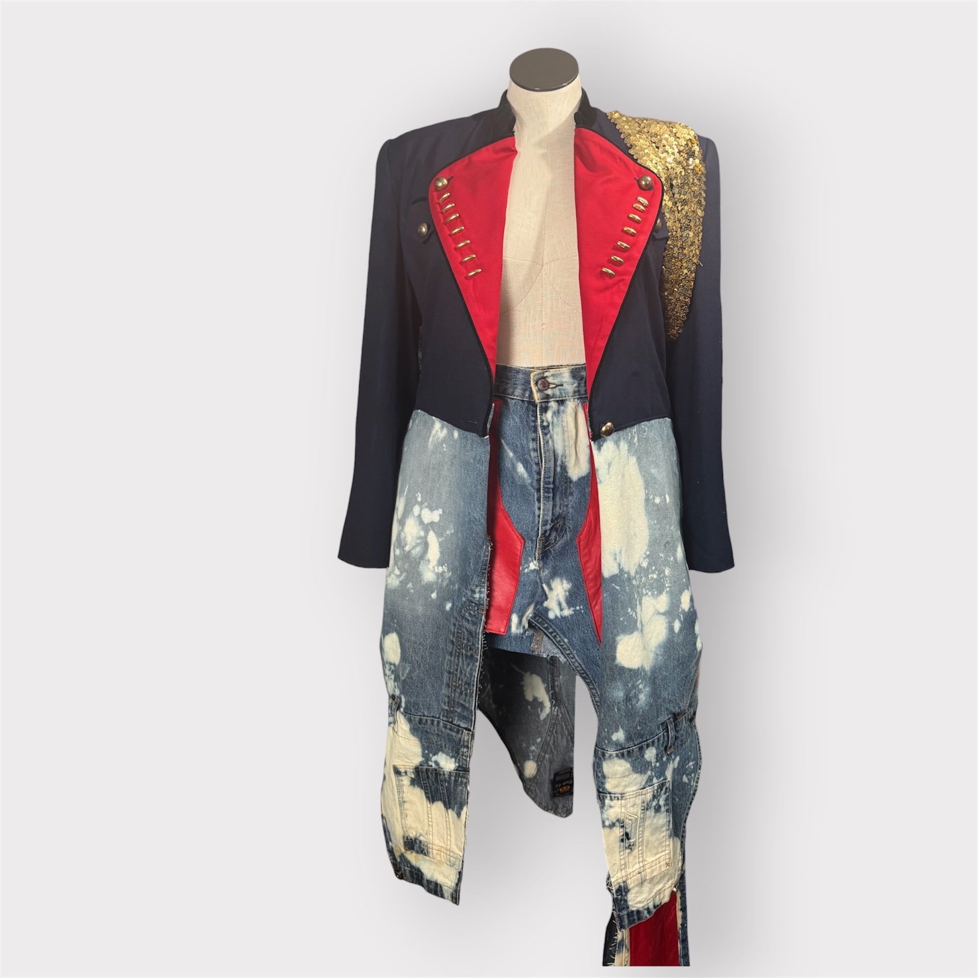 MJ Badd Military Couture n Distressed Denim Duster