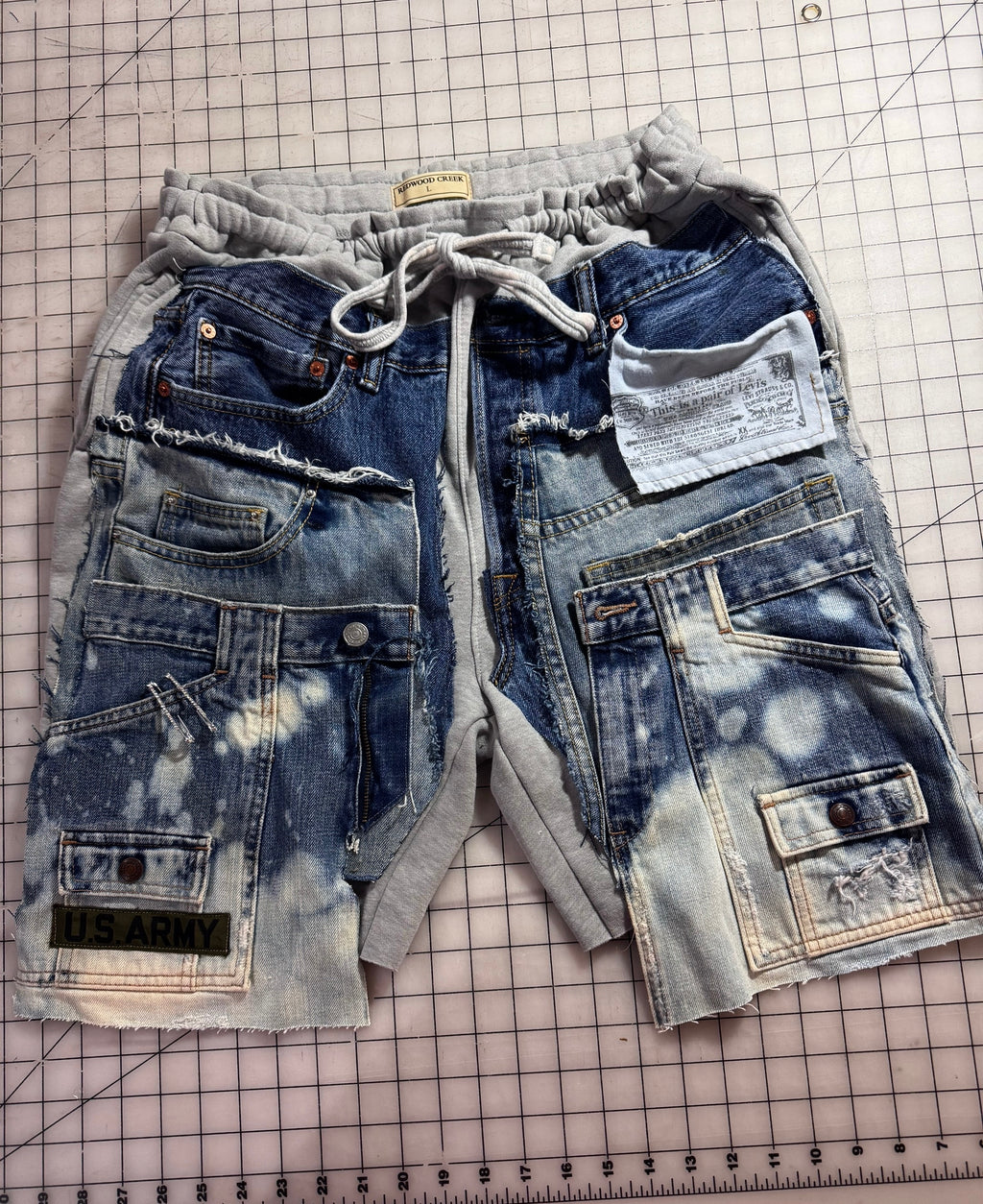 Triple Denim Bermuda Cut Jogger Shorts