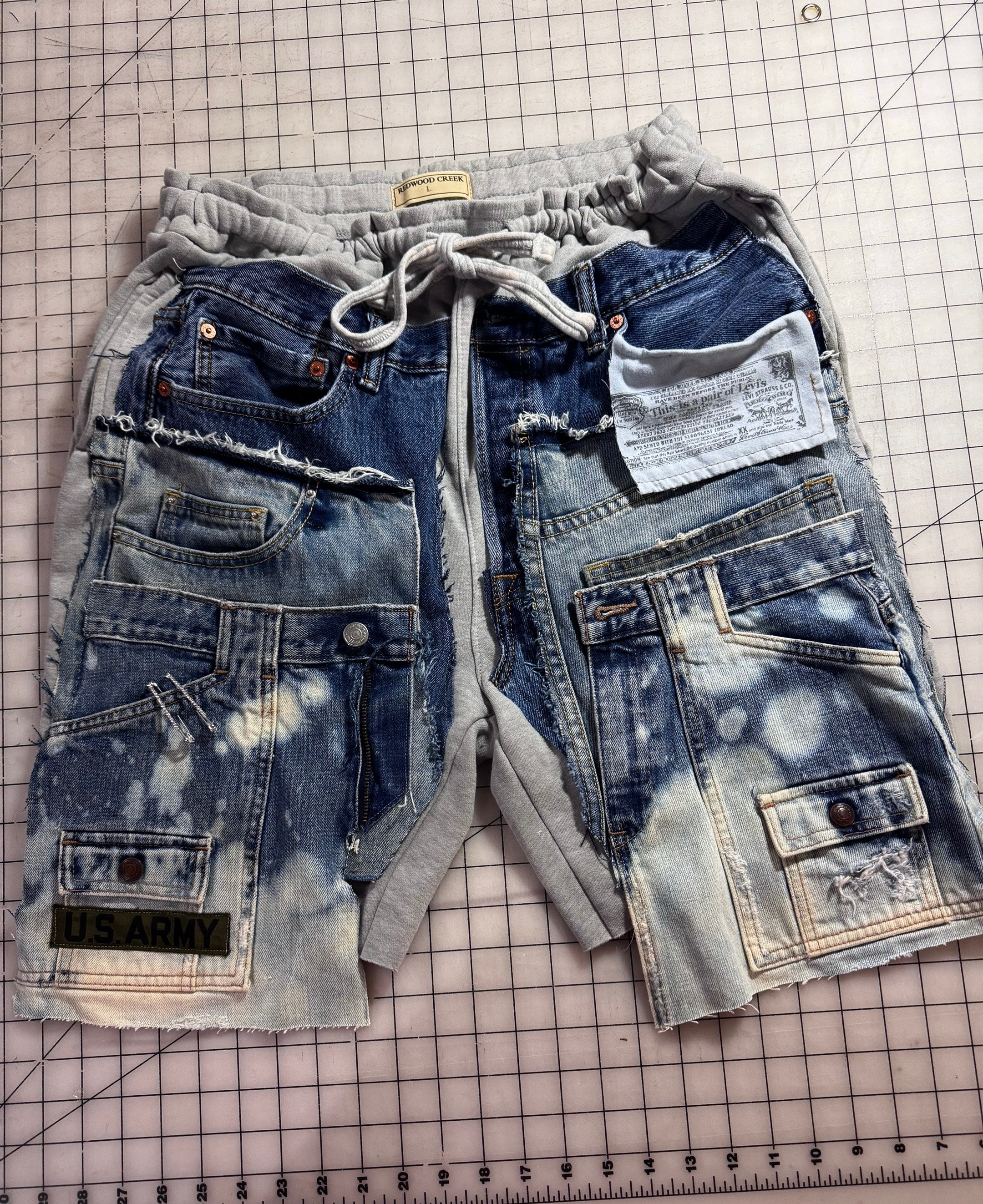 Triple Denim Bermuda Cut Jogger Shorts