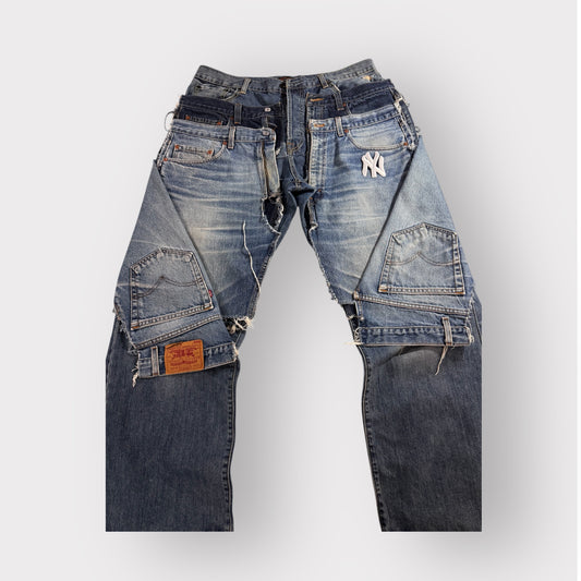 Custom Denim Patchwork Jeans (Made to Order)