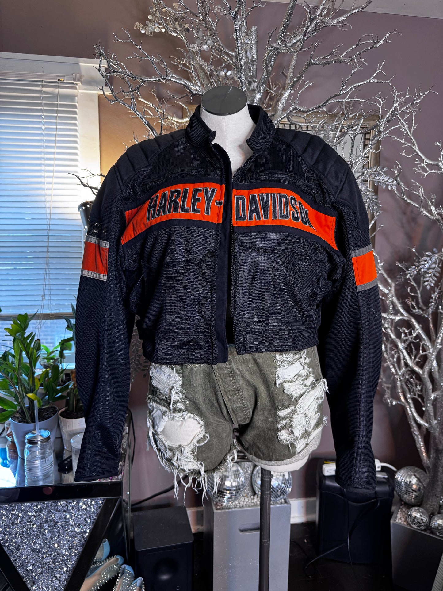 Custom Cropped Mesh Moto Jacket