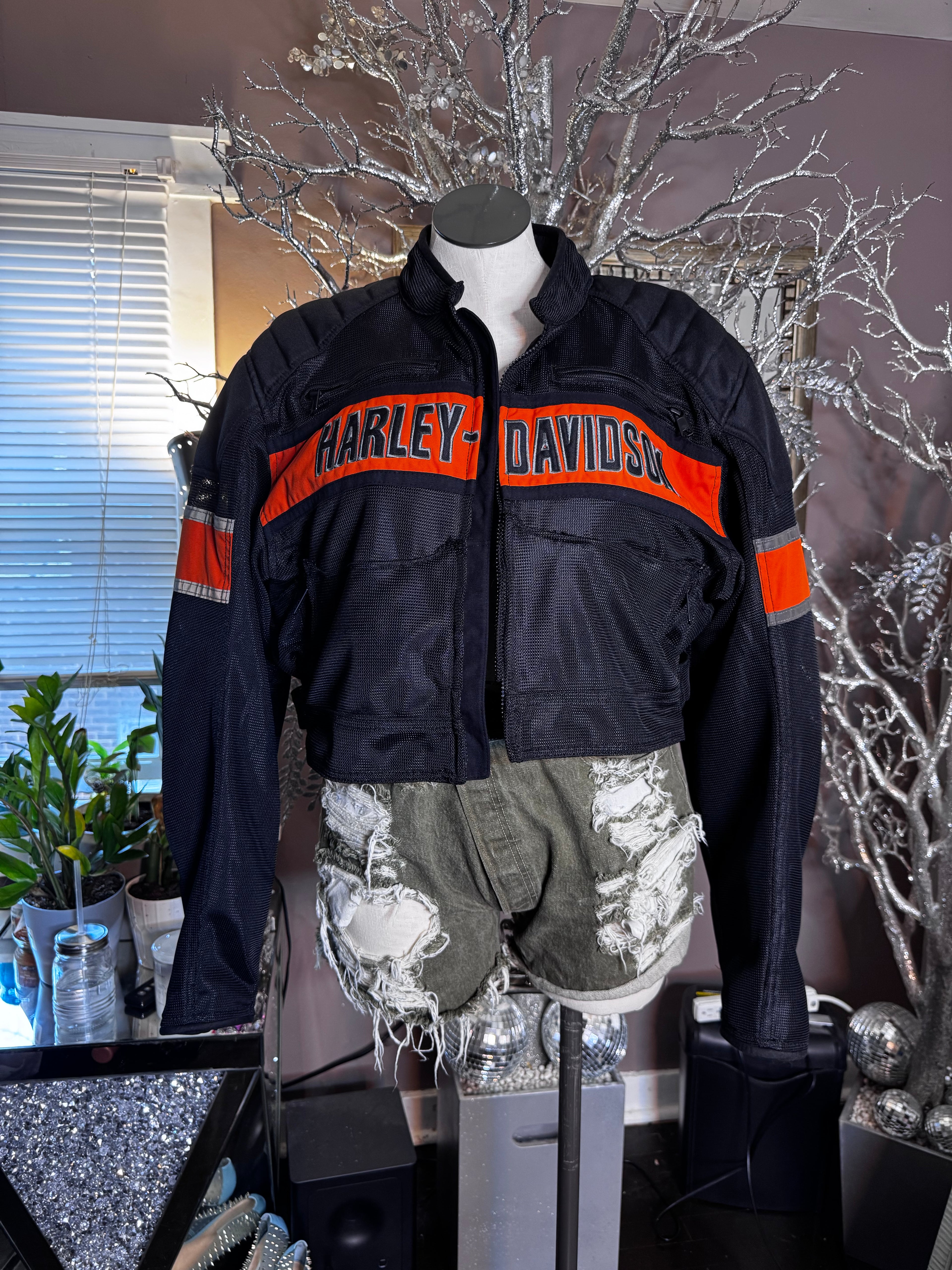 Custom Cropped Mesh Moto Jacket
