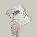Awff the Shoulder Race Car Side Fringe Luxe Tee