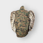Custom Camo n Snow Leopard Faux Fur Bishop Sleeve Shacket