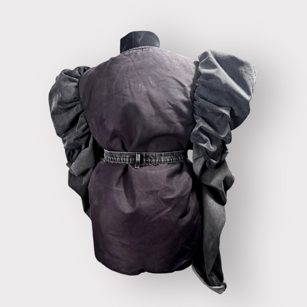 Ash Black Workwear to Runway Puffy Sleeve Coat