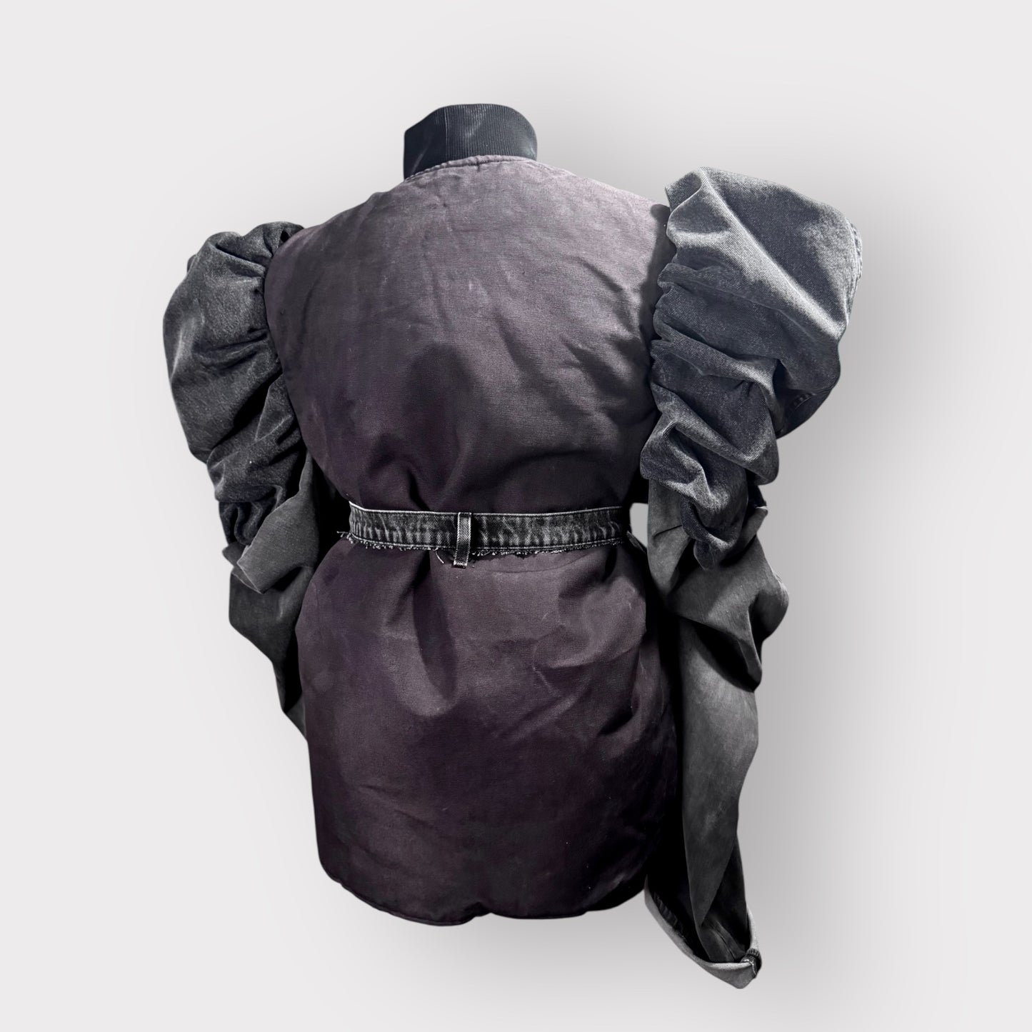 Ash Black Workwear to Runway Puffy Sleeve Coat