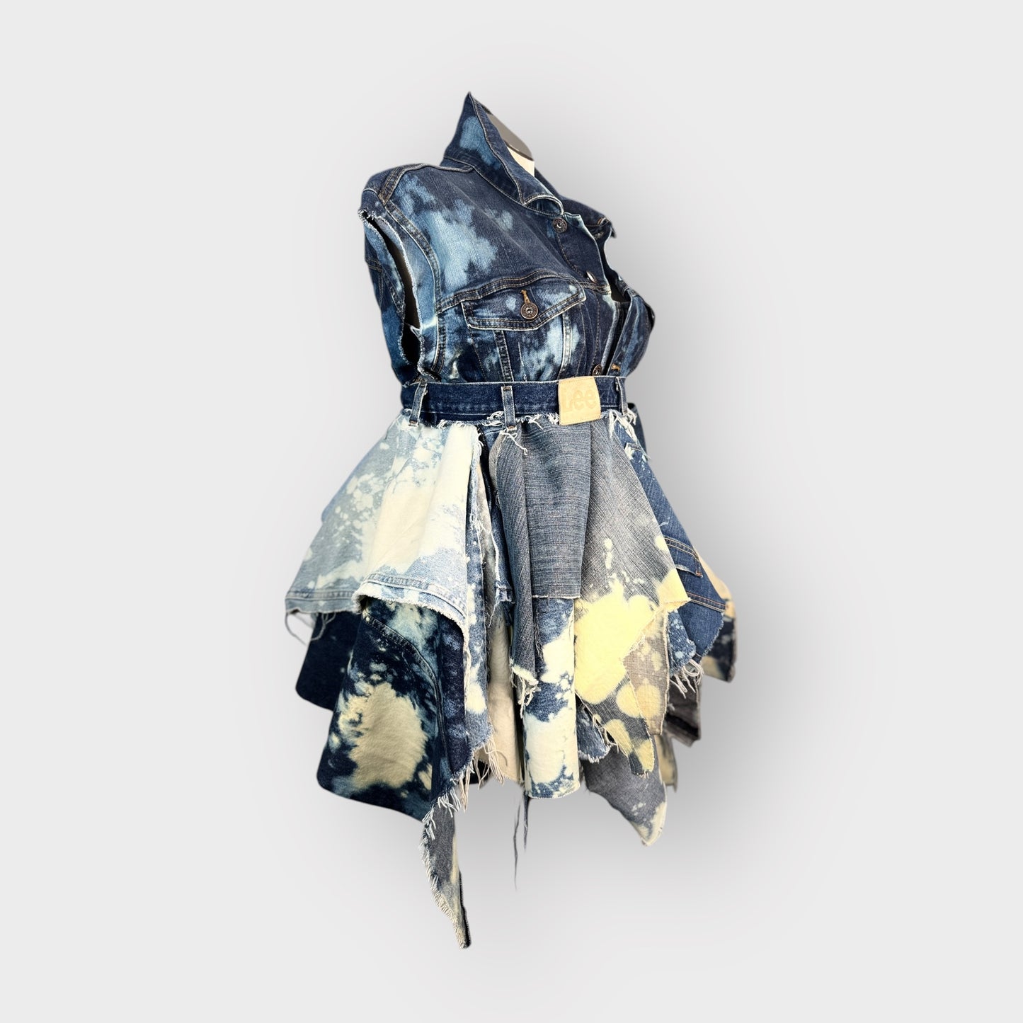 Distressed Multi Denim Peplum Dress