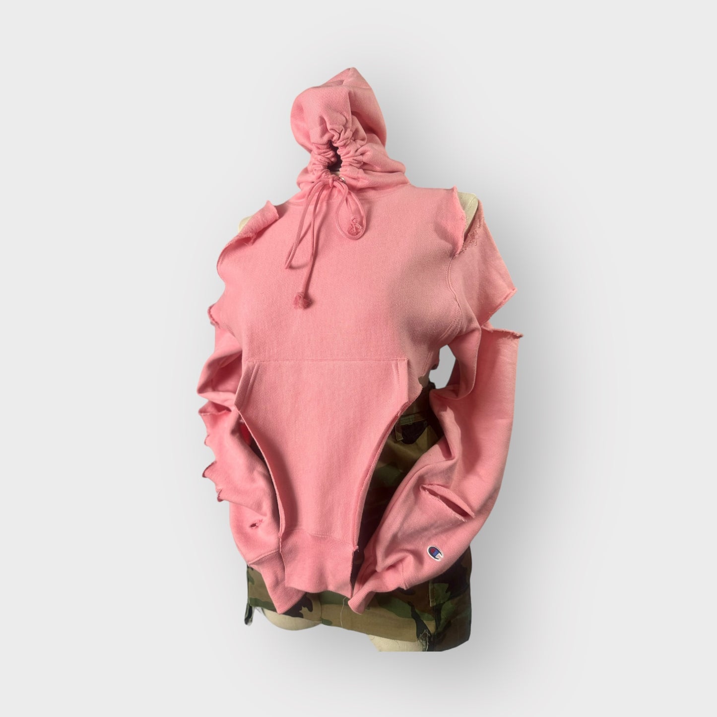 Distressed Corset Style Cropped Hoodie