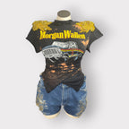 Crystal Couture Distressed Trucker Wrap Tee