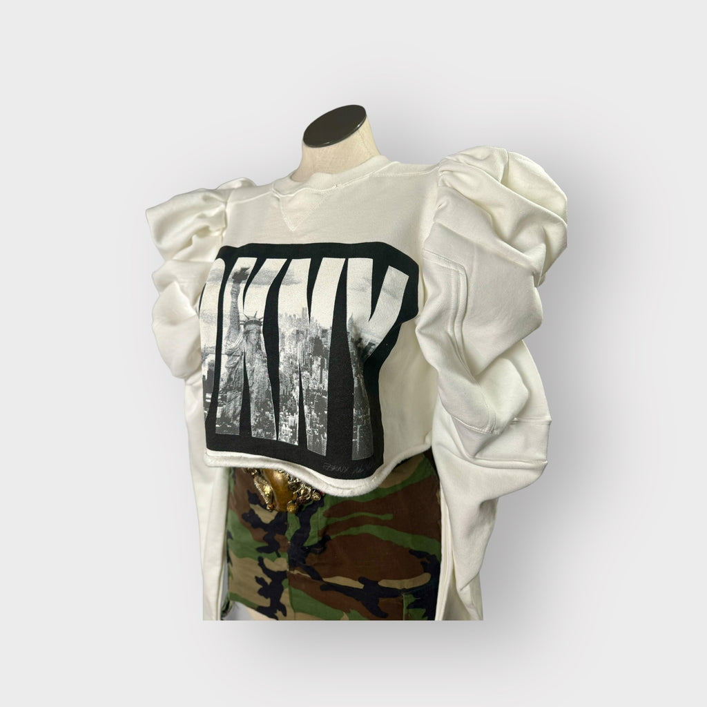 DKNY Couture Sleeve Crop Crewneck