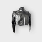 Leather Power Shoulder Cropped Jacket