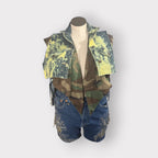 Two Toned Camo n Denim Fringe Vest