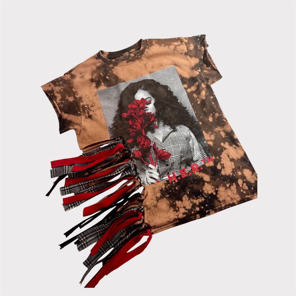 Rose Garden Distressed Fringe Tee