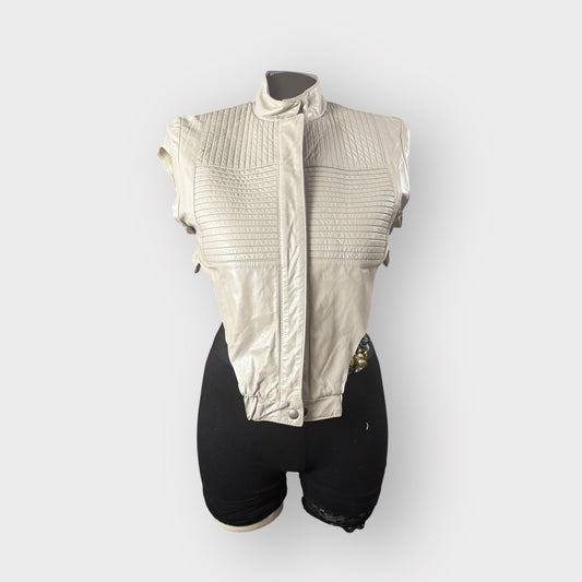 Vintage Leather Corset Cut Strong Shoulder Moto Jacket