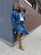 Distressed Denim Layover Bermuda’s