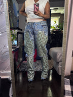 Triple Denim Cowgirl Couture Python Leather Jorts