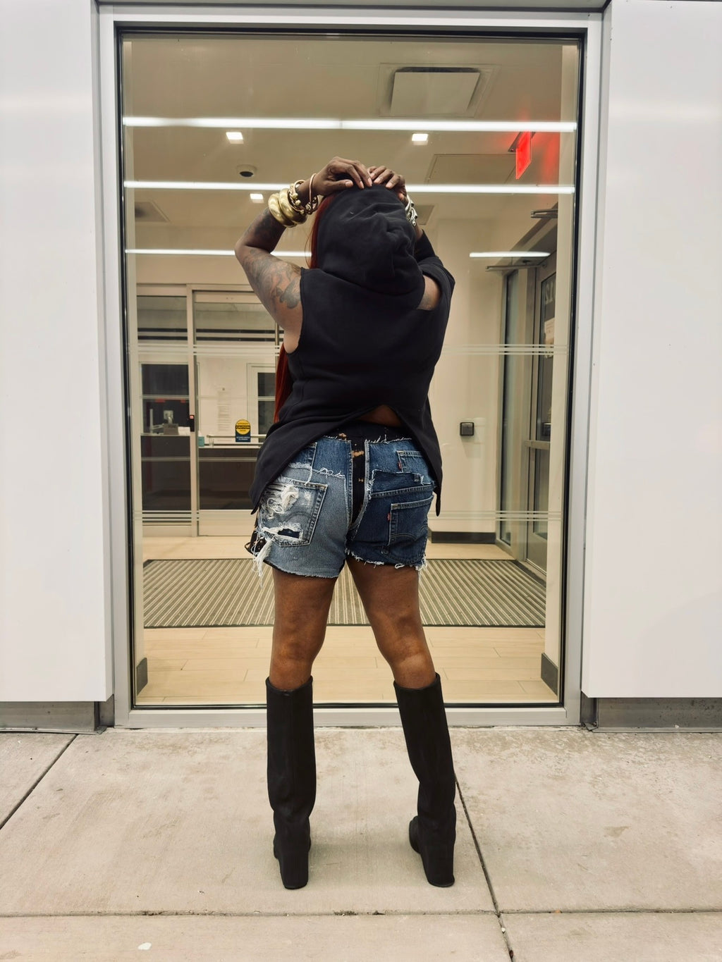 Double Back Denim Sweat Shorts