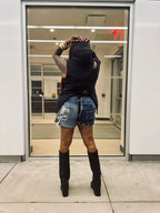 Double Back Denim Sweat Shorts