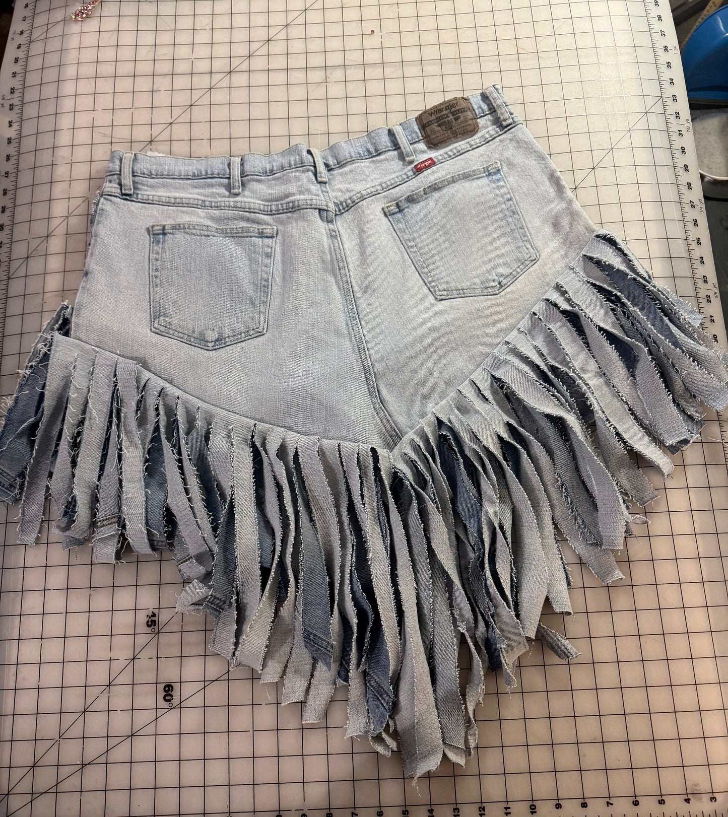 Double Denim Cowgirl Fringe Skirt