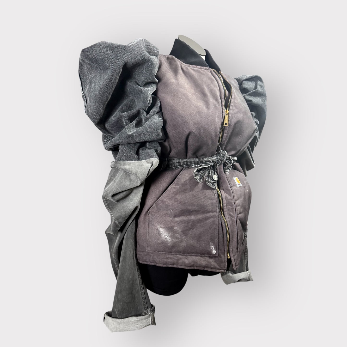 Ash Black Workwear to Runway Puffy Sleeve Coat