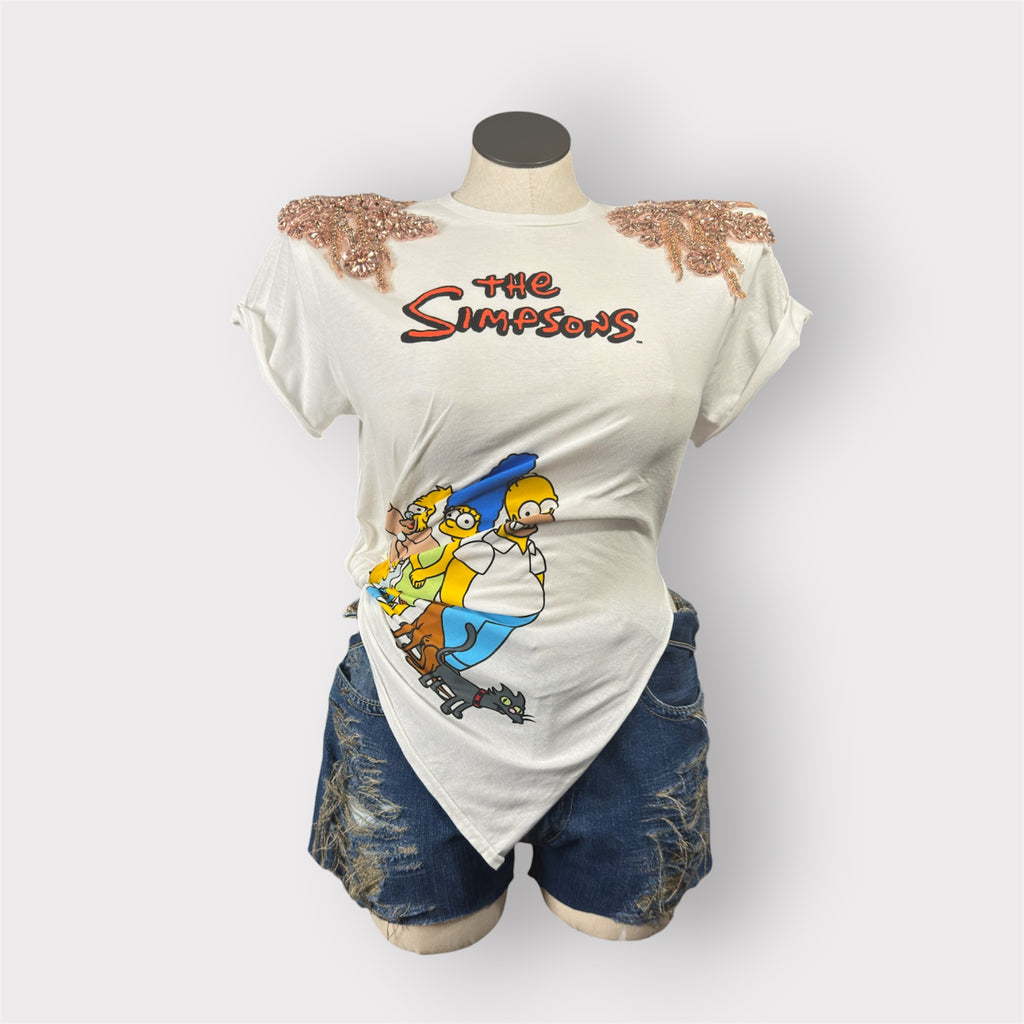 Nostalgic Crystal Couture Asymmetry Tee