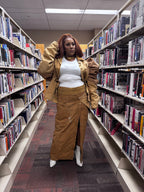 Work Wear to Runway Puffy Sleeve Coat w Custom Cinched Waist