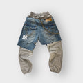 Distressed Denim Layover Joggers