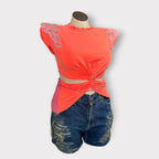 Luxe Shoulder Bling Wrap Tee