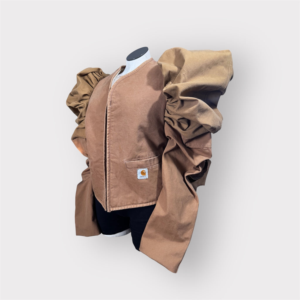 Workwear to Runway Sherpa Lined Puff Sleeve Coat