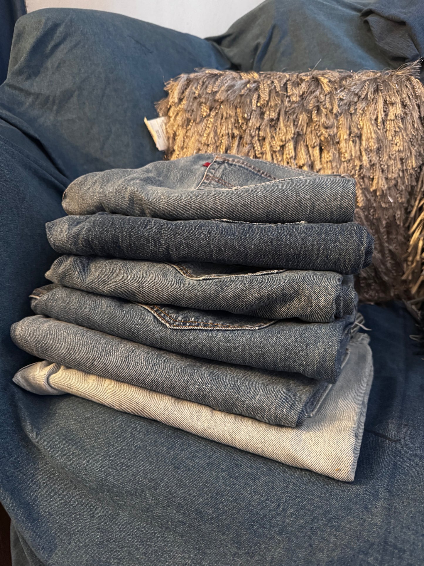 (Made to Order) Distressed Denim Corset Bum Jeans