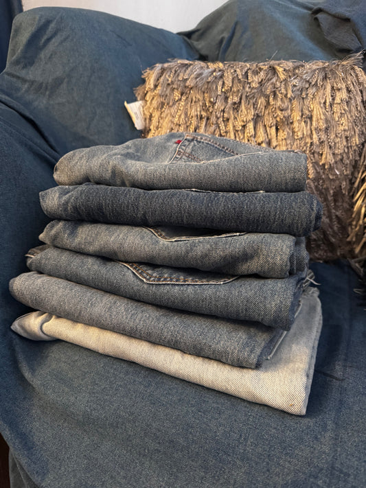 (Made to Order) Distressed Denim Corset Bum Jeans