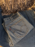 Distressed Denim Corset Back Jeans