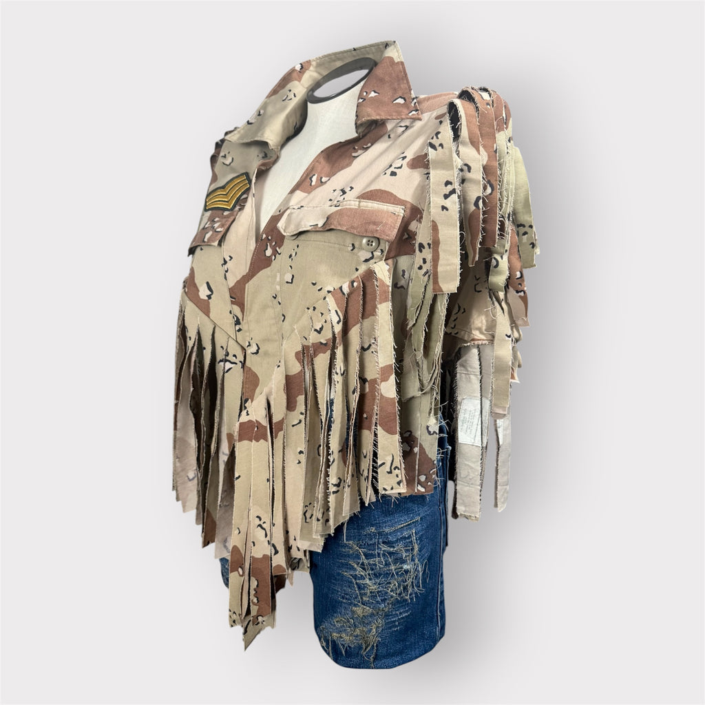 Choco Chip Camo Fringe Poncho