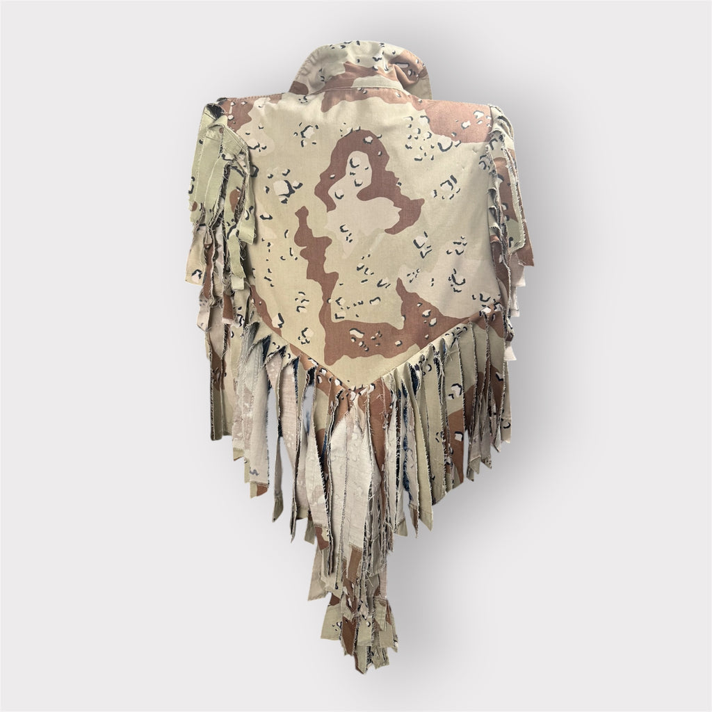 Choco Chip Camo Fringe Poncho
