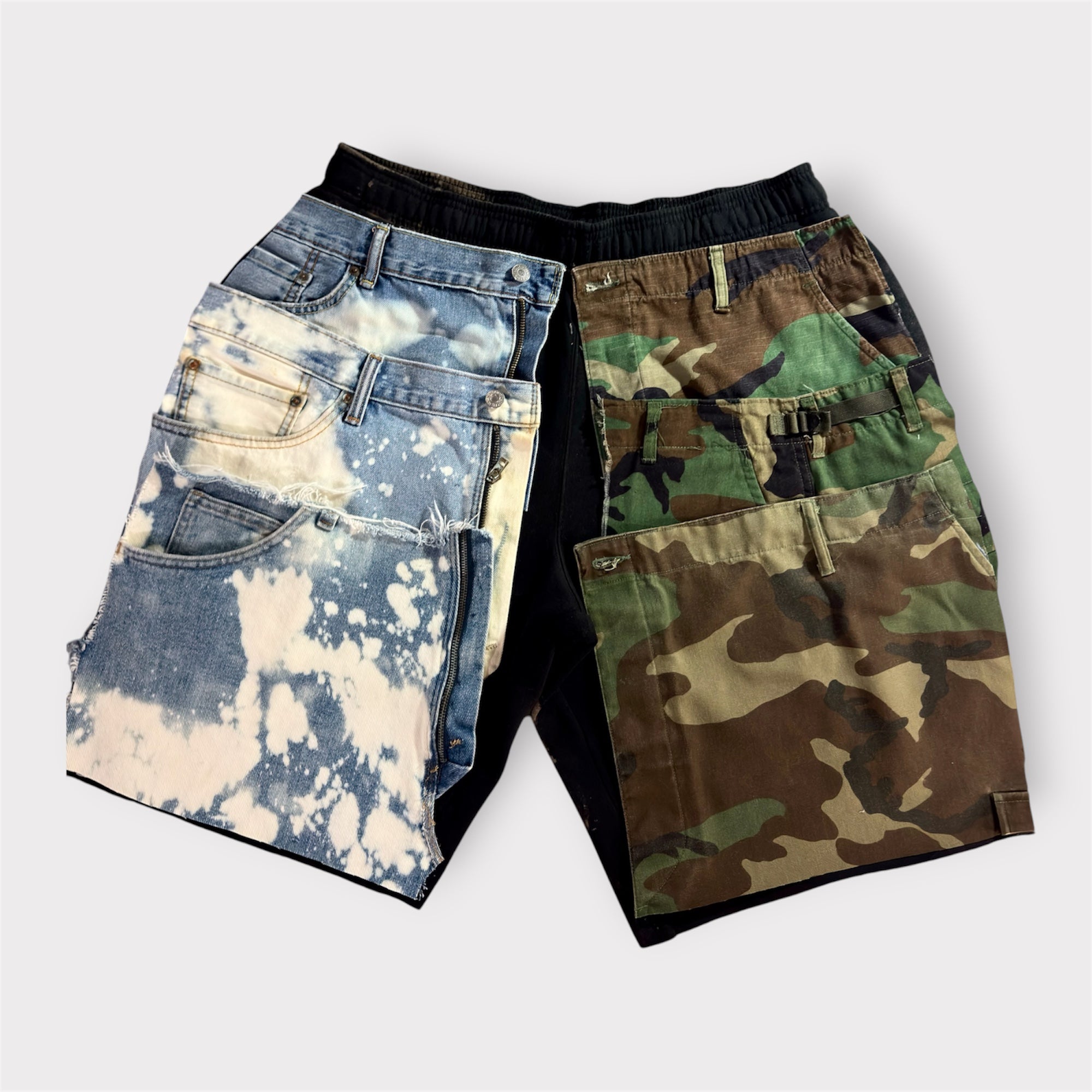 Distressed Triple Two Tone Sweat Jorts