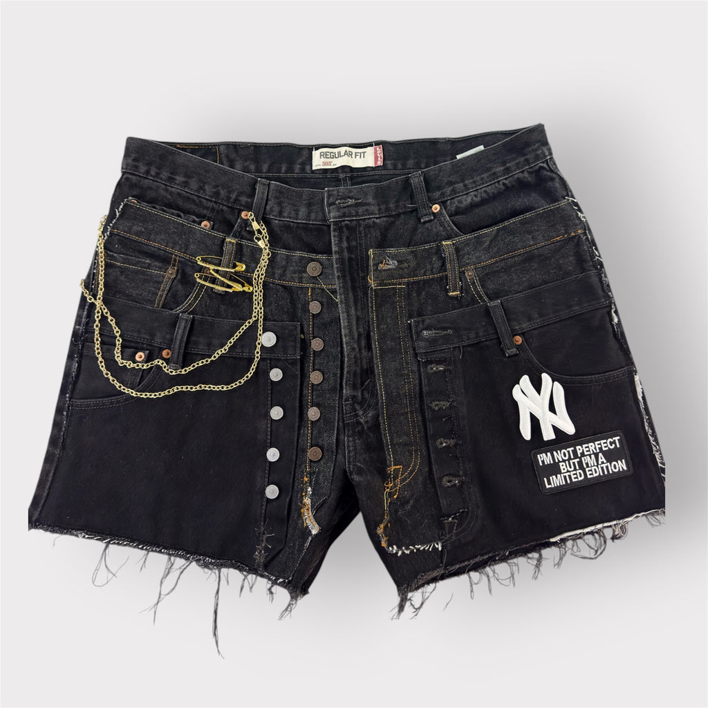 Triple Denim Shorts