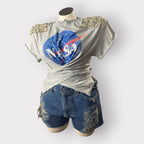 Outer Space Bling Padded Shoulder Luxe Edition Wrap Tee