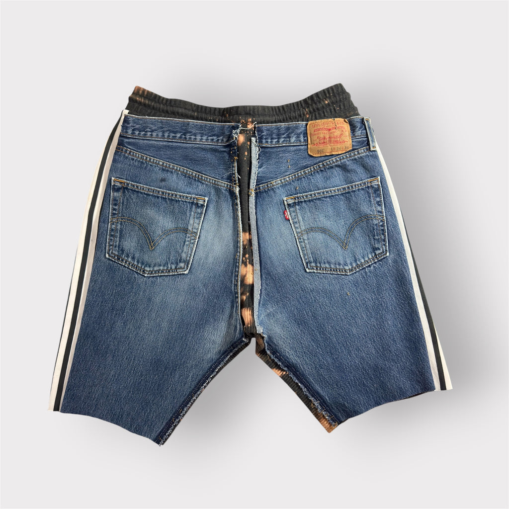 Two Toned Distressed Denim Drop Crotch