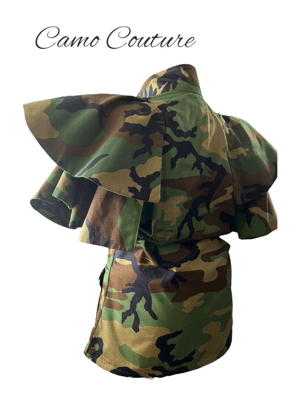 (Made to order) Camo Couture Flounce Sleeve Jacket