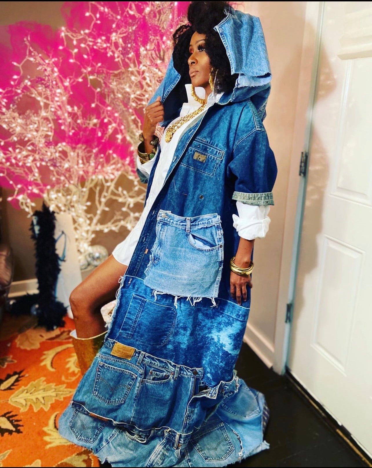 Denim Couture Hooded Duster
